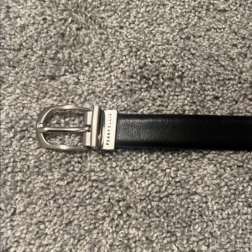 Pierre Cardin Black Leather Belt with Silver Buckle